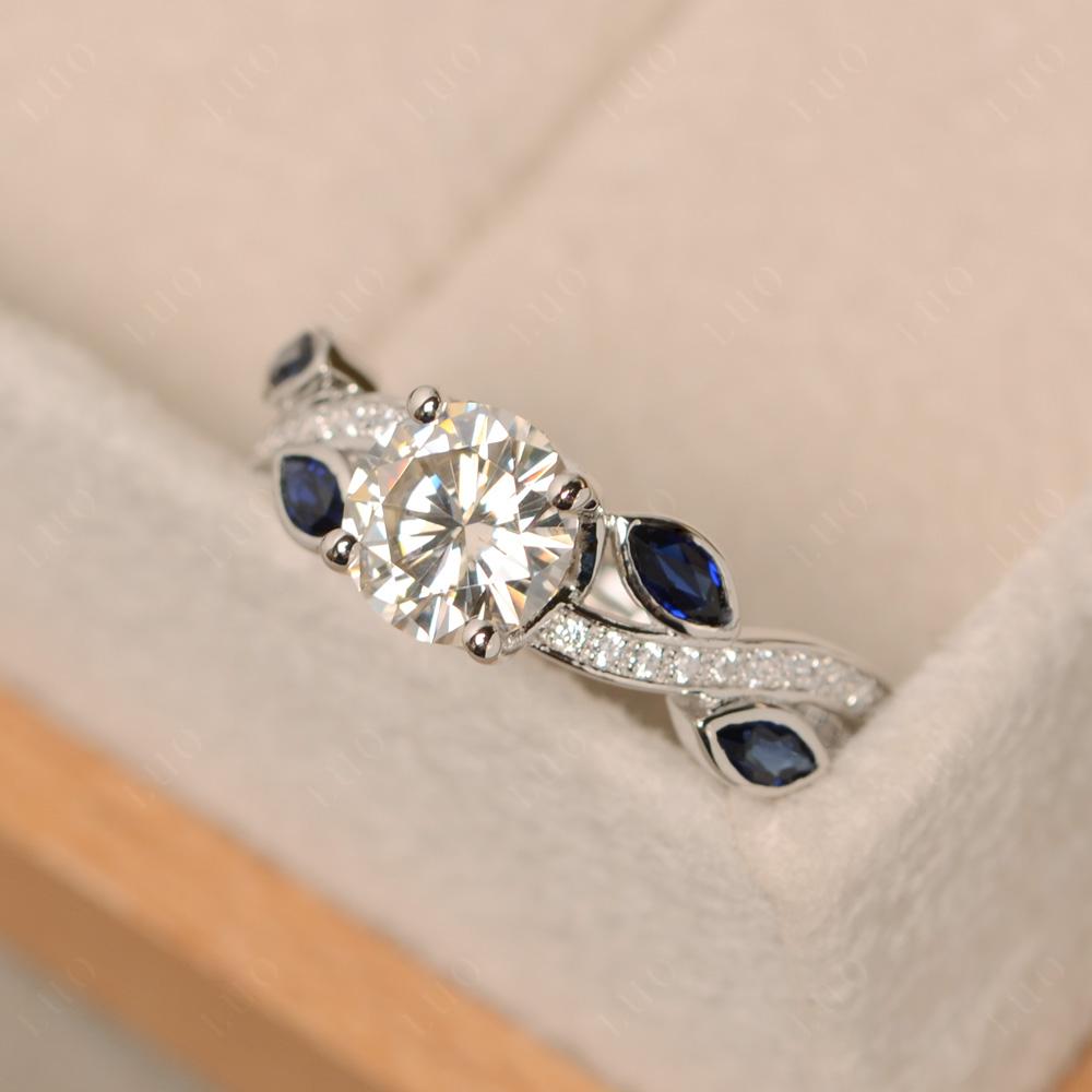 Moissanite Engagement Ring with Leaf - LUO Jewelry