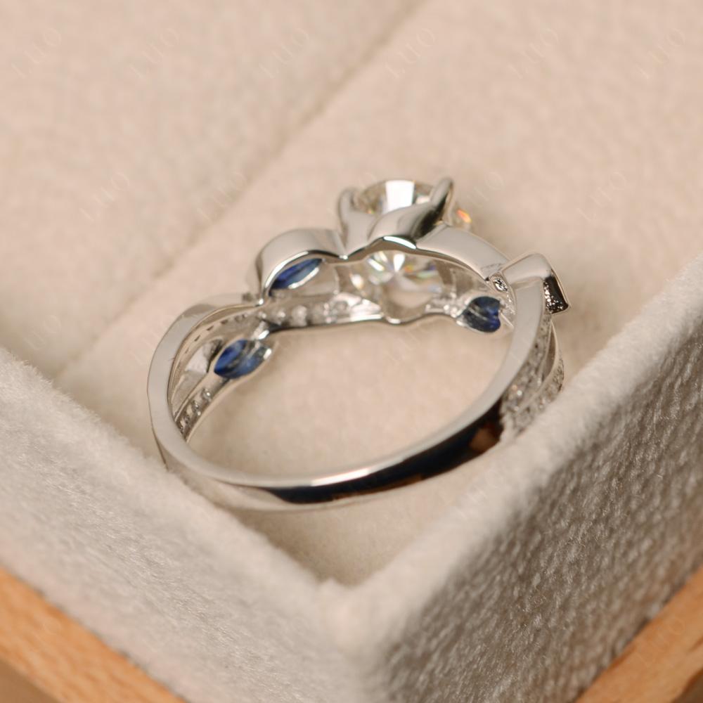 Moissanite Engagement Ring with Leaf - LUO Jewelry