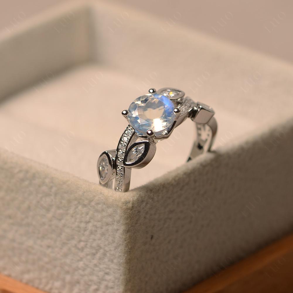 Moonstone Leaf Engagement Ring - LUO Jewelry