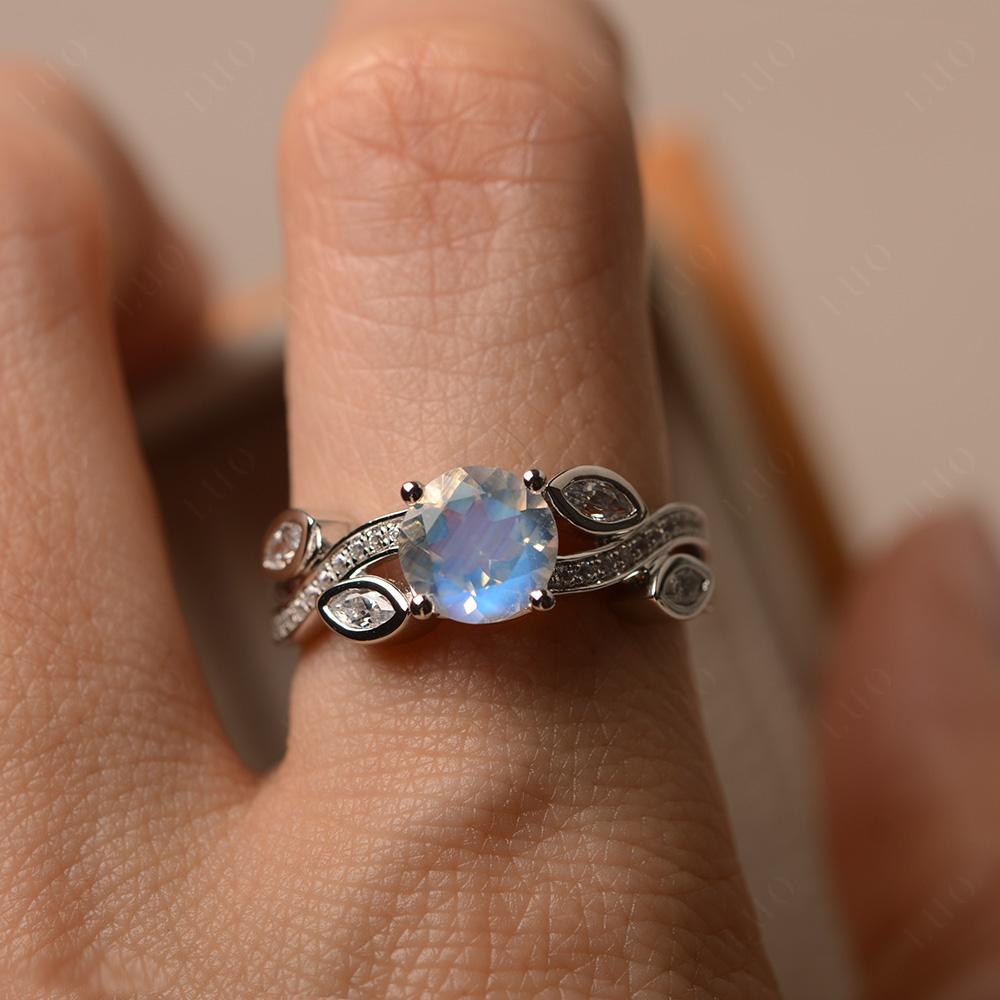 Moonstone Leaf Engagement Ring - LUO Jewelry