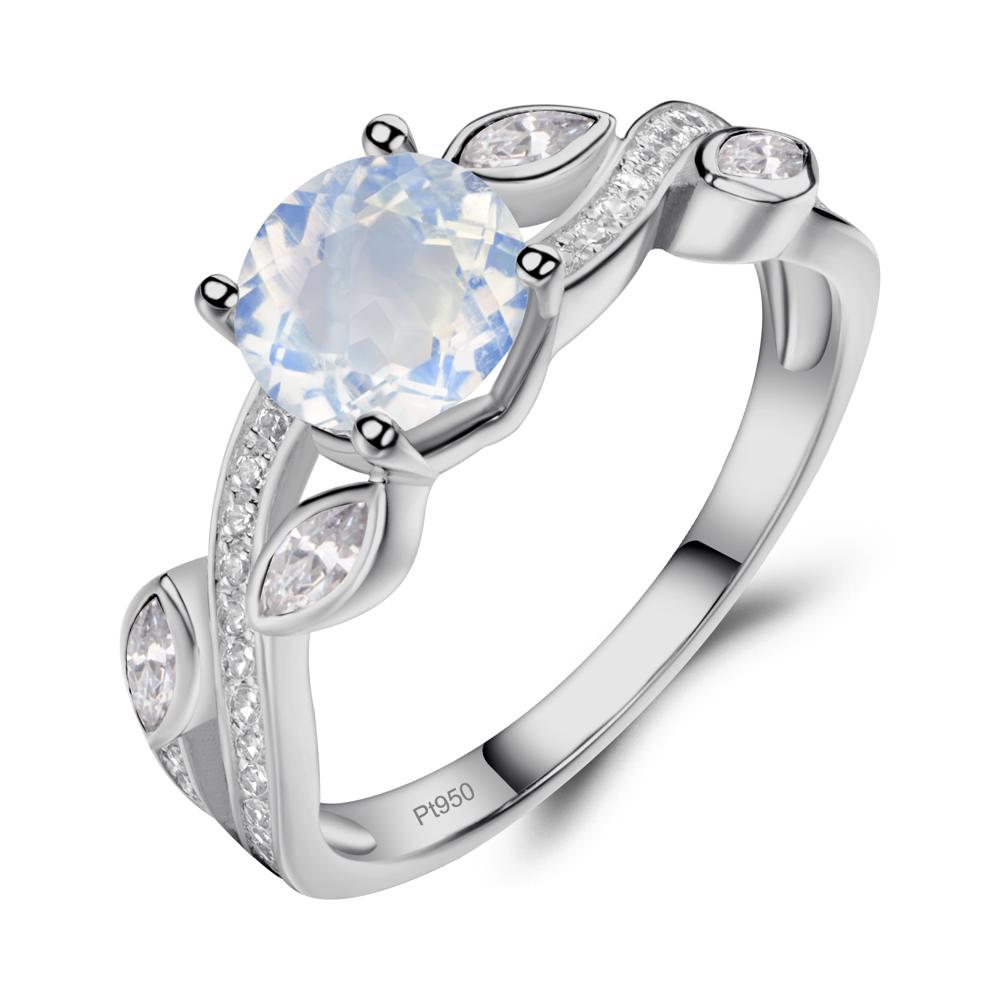 Moonstone Leaf Engagement Ring - LUO Jewelry #metal_platinum