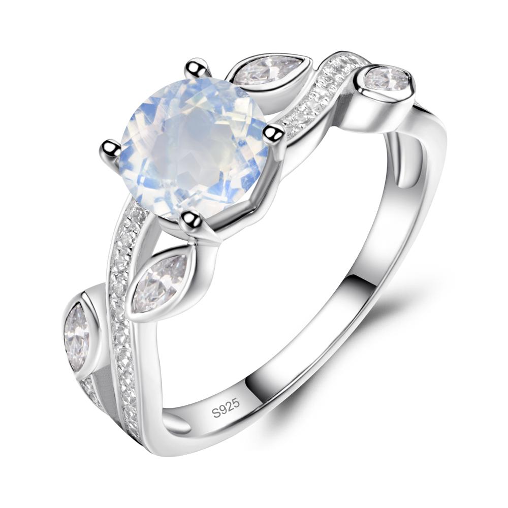 Moonstone Leaf Engagement Ring - LUO Jewelry #metal_sterling silver