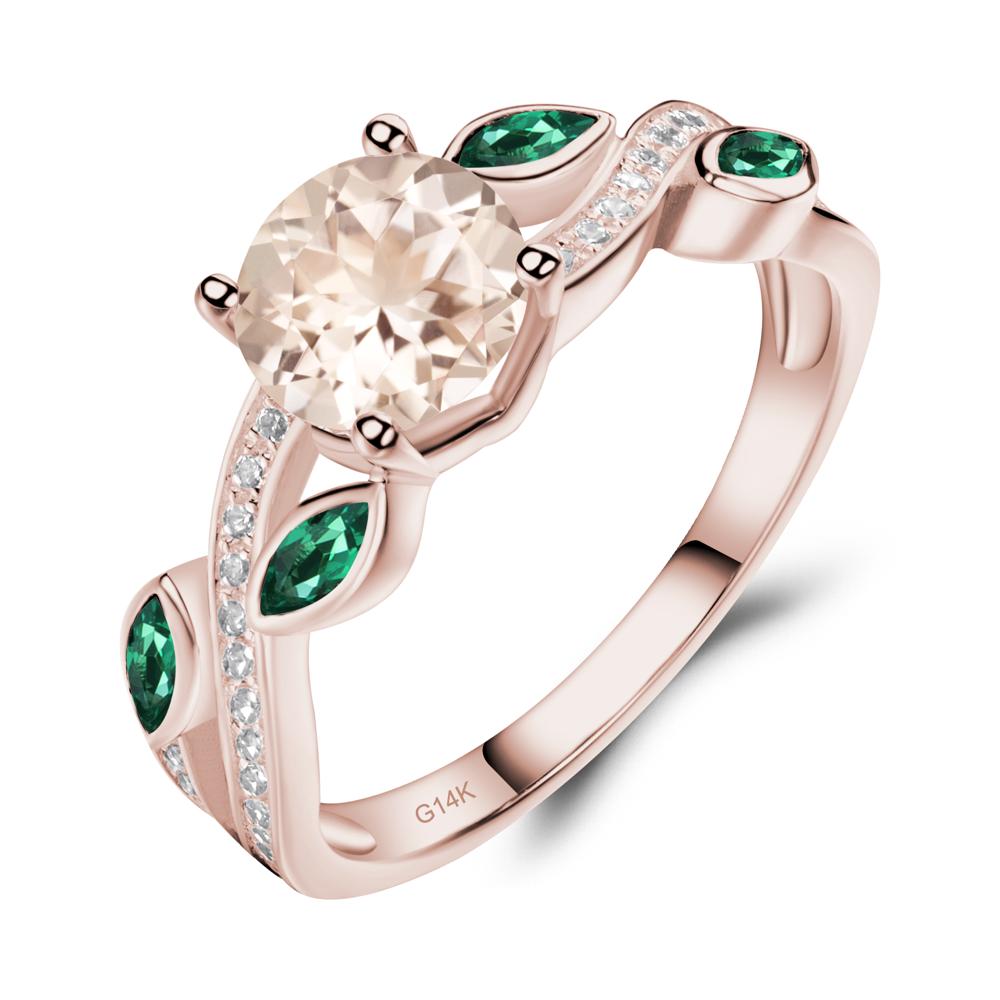 Morganite Twisted Leaf Engagement Ring - LUO Jewelry #metal_14k rose gold