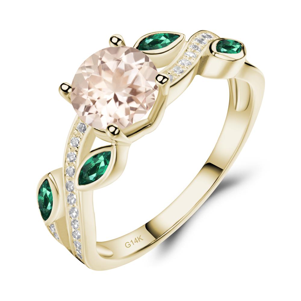 Morganite Twisted Leaf Engagement Ring - LUO Jewelry #metal_14k yellow gold
