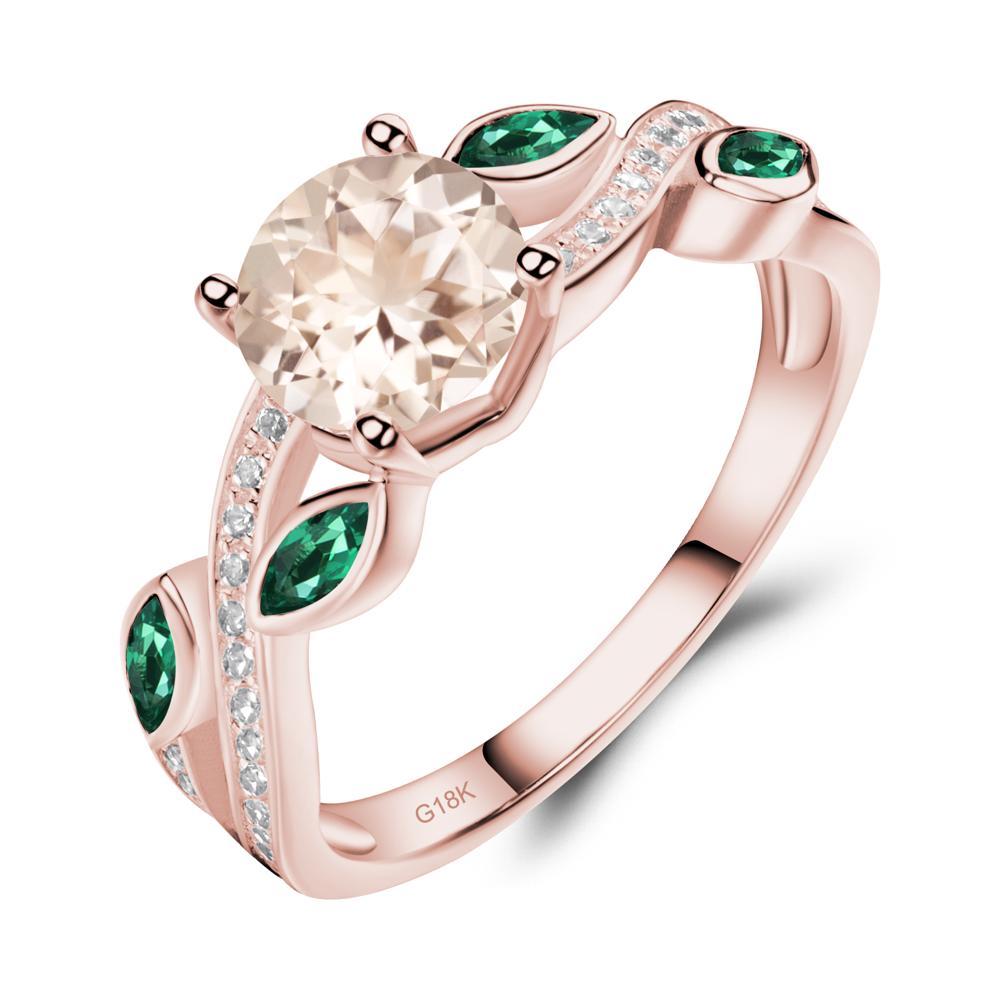 Morganite Twisted Leaf Engagement Ring - LUO Jewelry #metal_18k rose gold