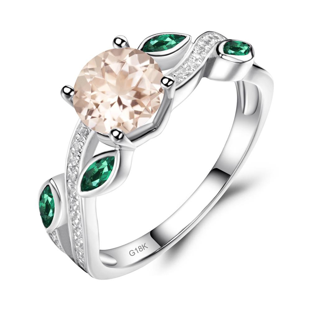 Morganite Twisted Leaf Engagement Ring - LUO Jewelry #metal_18k white gold