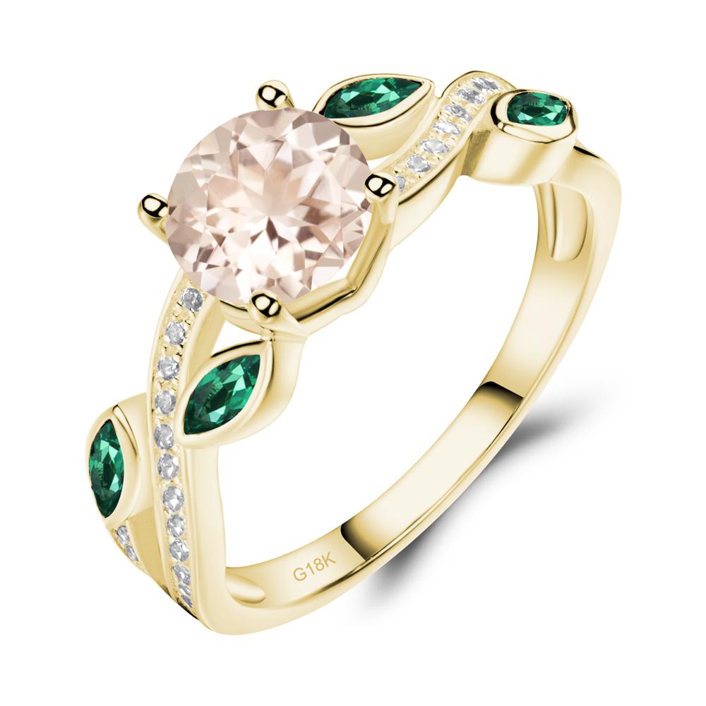 Morganite Twisted Leaf Engagement Ring - LUO Jewelry #metal_18k yellow gold