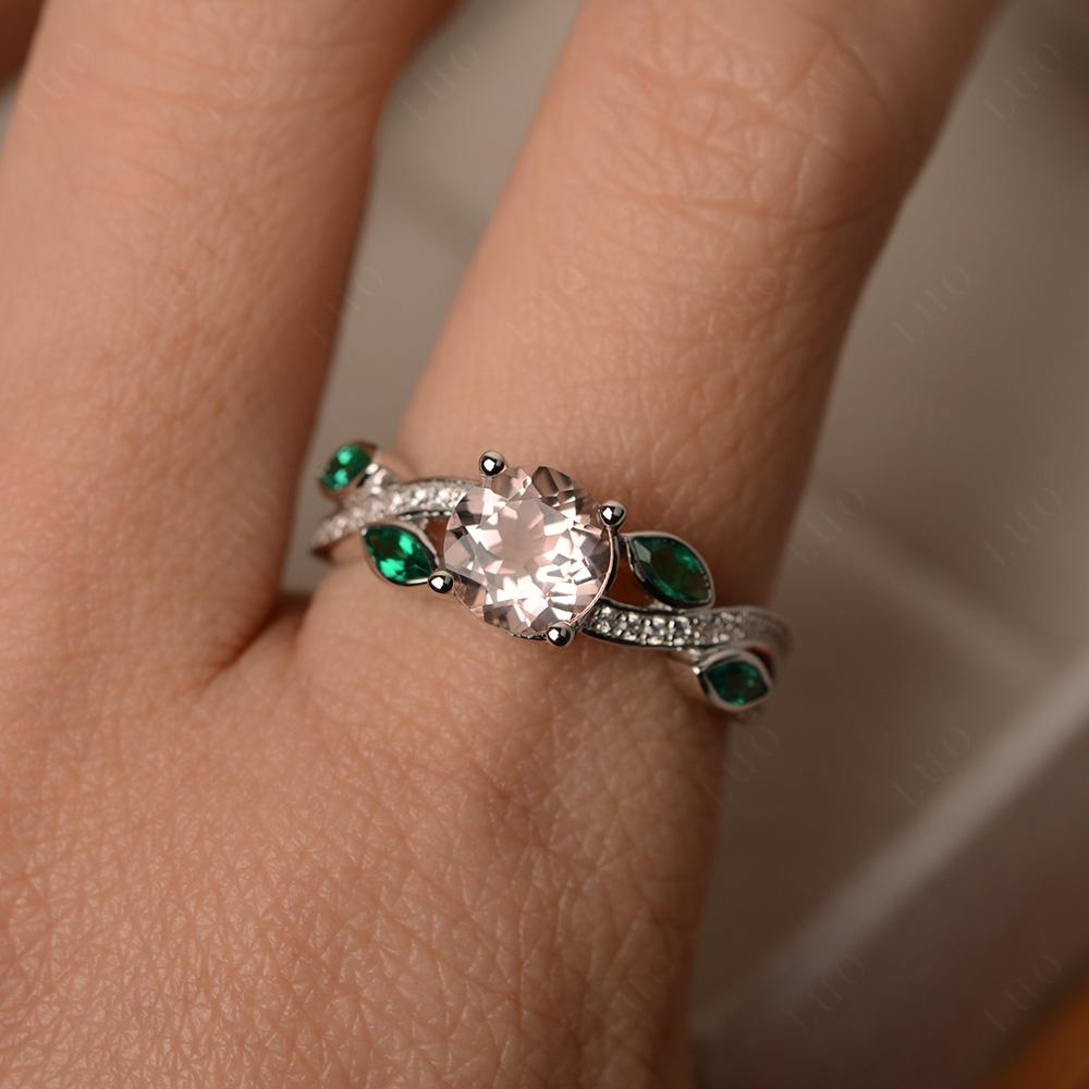 Morganite Twisted Leaf Engagement Ring - LUO Jewelry