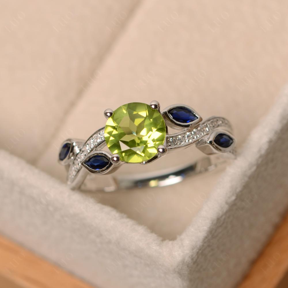 Peridot Twisted Leaf Engagement Ring - LUO Jewelry