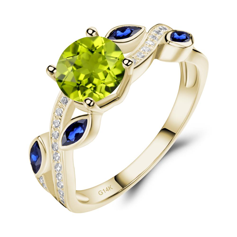Peridot Twisted Leaf Engagement Ring - LUO Jewelry #metal_14k yellow gold