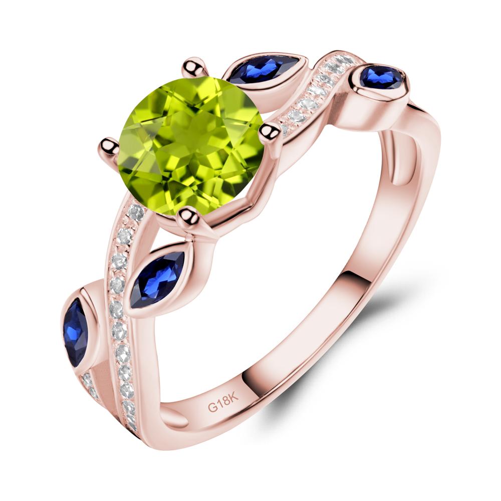 Peridot Twisted Leaf Engagement Ring - LUO Jewelry #metal_18k rose gold