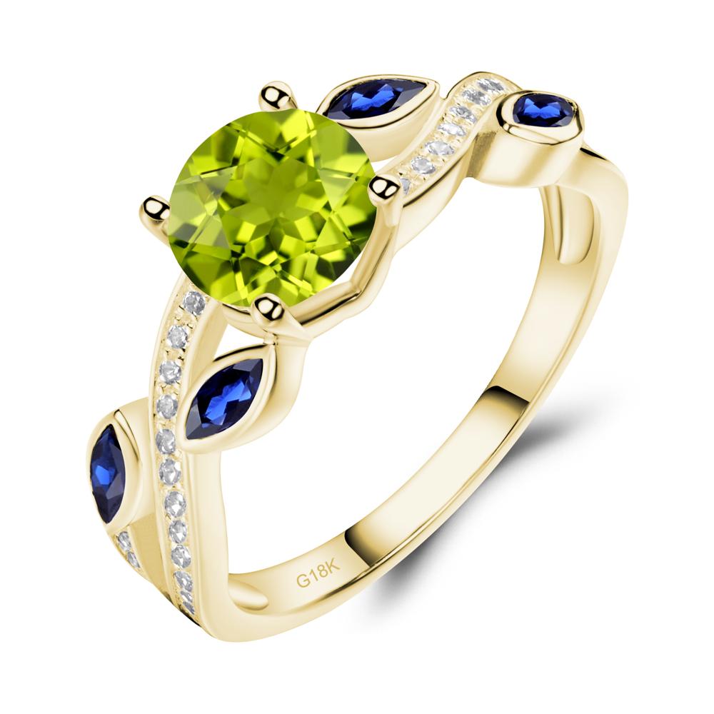 Peridot Twisted Leaf Engagement Ring - LUO Jewelry #metal_18k yellow gold