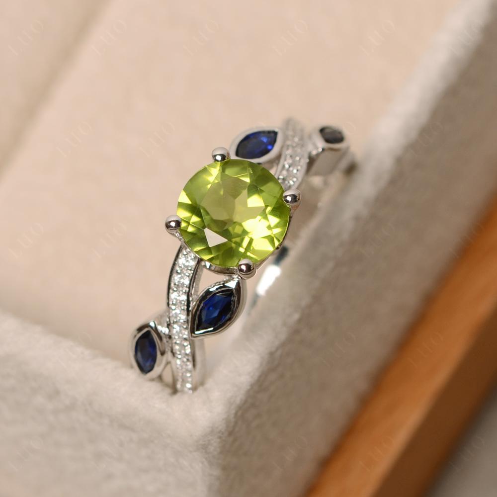 Peridot Twisted Leaf Engagement Ring - LUO Jewelry