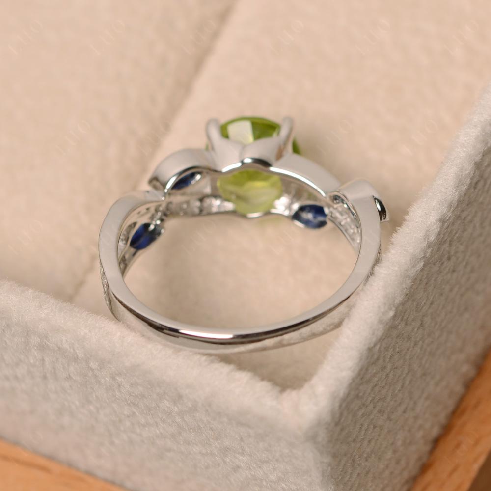 Peridot Twisted Leaf Engagement Ring - LUO Jewelry