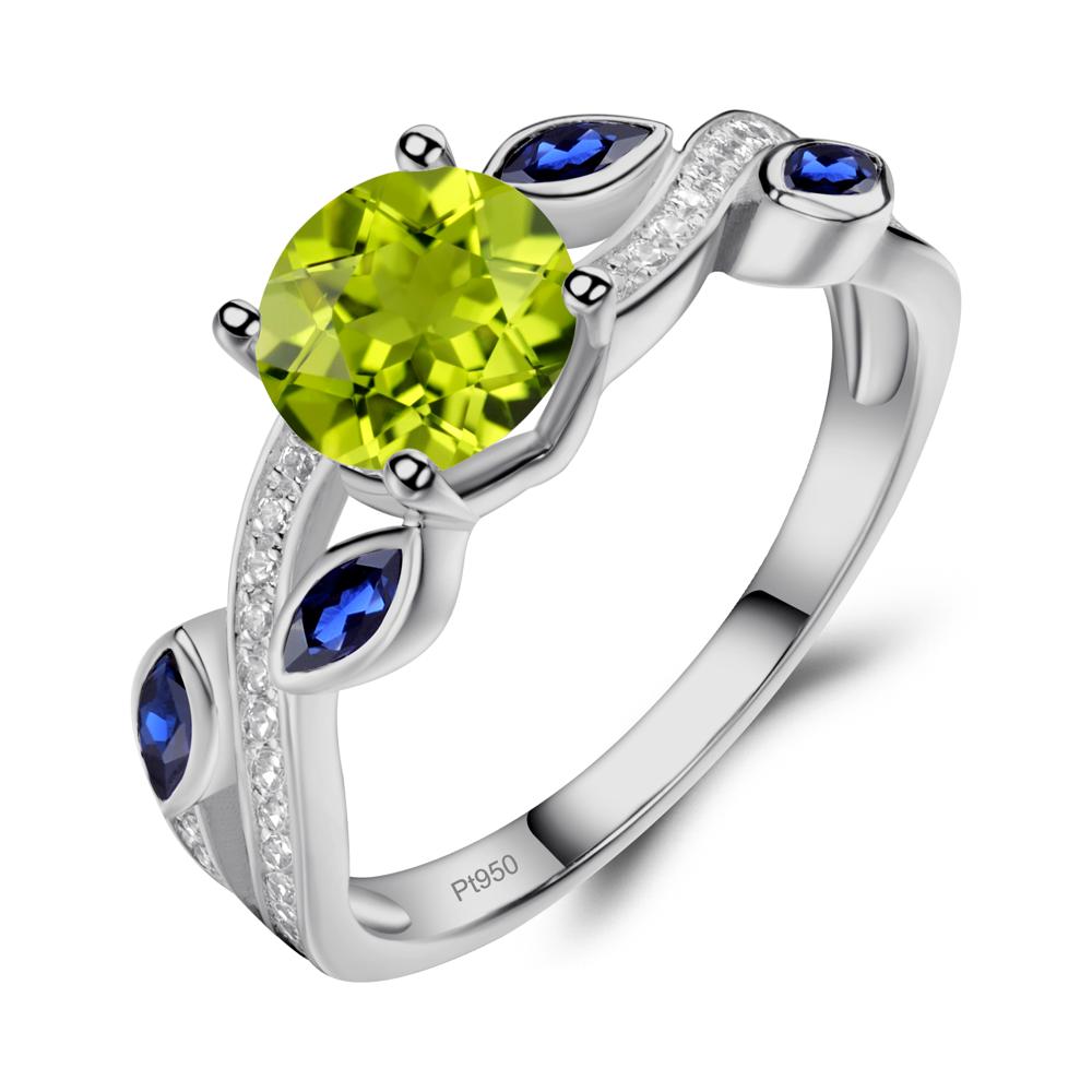 Peridot Twisted Leaf Engagement Ring - LUO Jewelry #metal_platinum