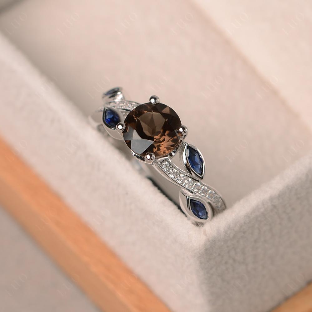 Smoky Quartz Leaf Engagement Ring - LUO Jewelry