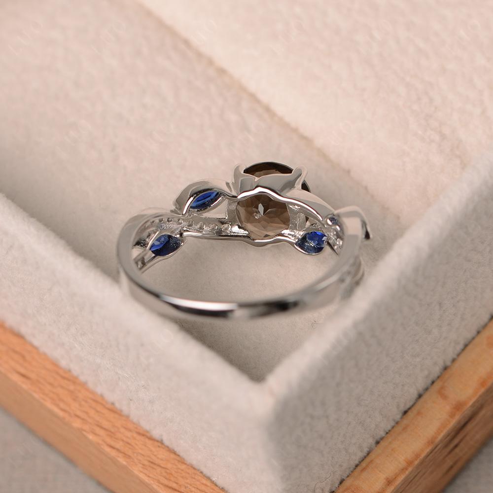 Smoky Quartz Leaf Engagement Ring - LUO Jewelry