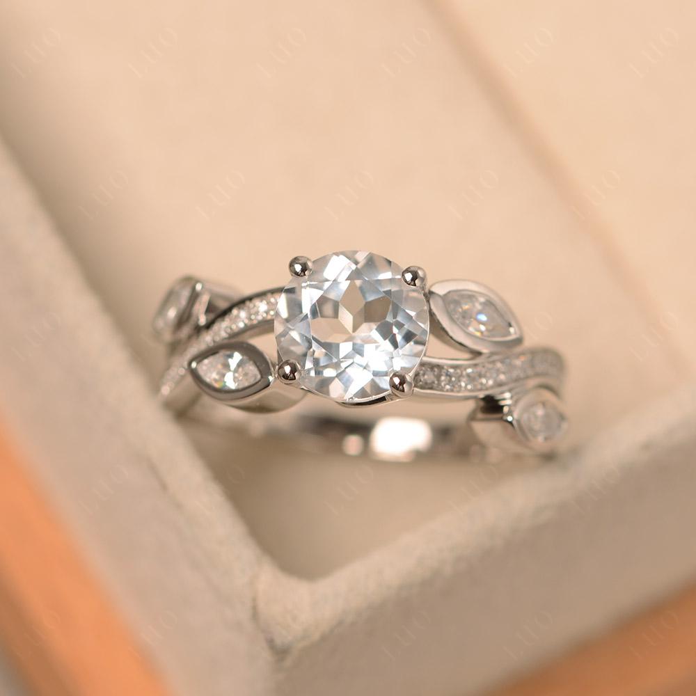 White Topaz Twisted Leaf Engagement Ring - LUO Jewelry