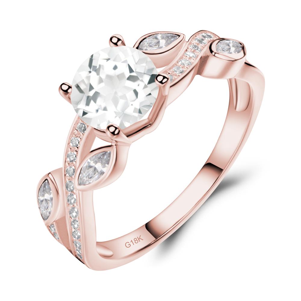 White Topaz Twisted Leaf Engagement Ring - LUO Jewelry #metal_18k rose gold
