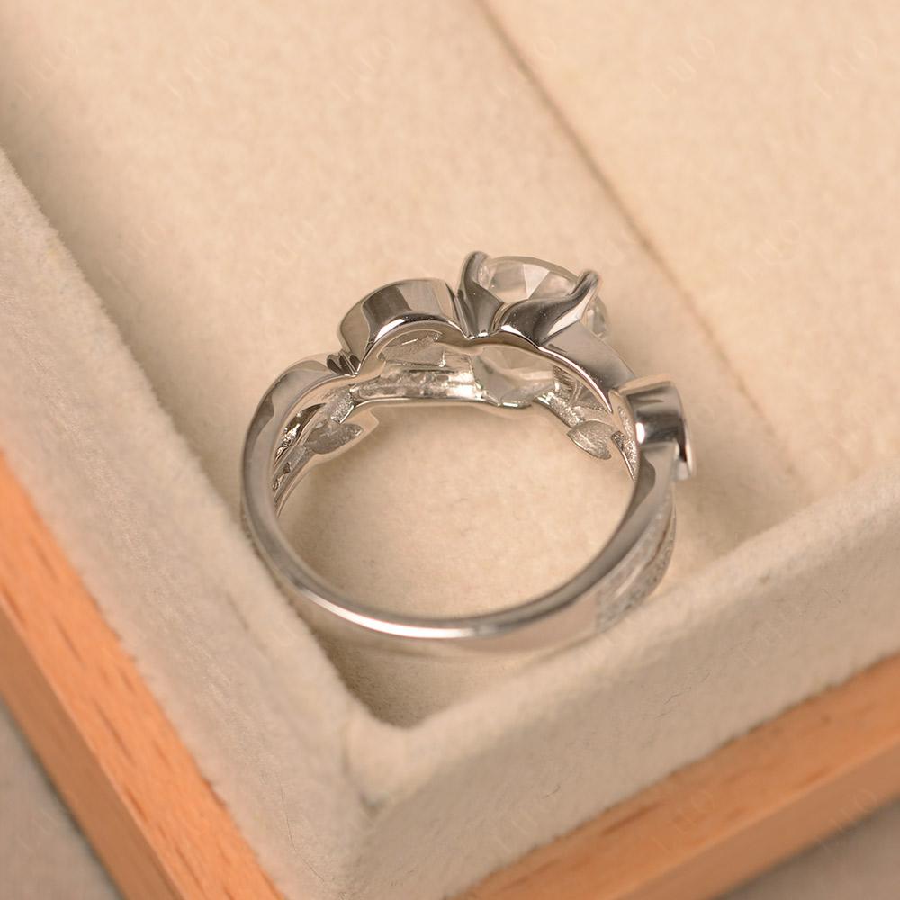 White Topaz Twisted Leaf Engagement Ring - LUO Jewelry