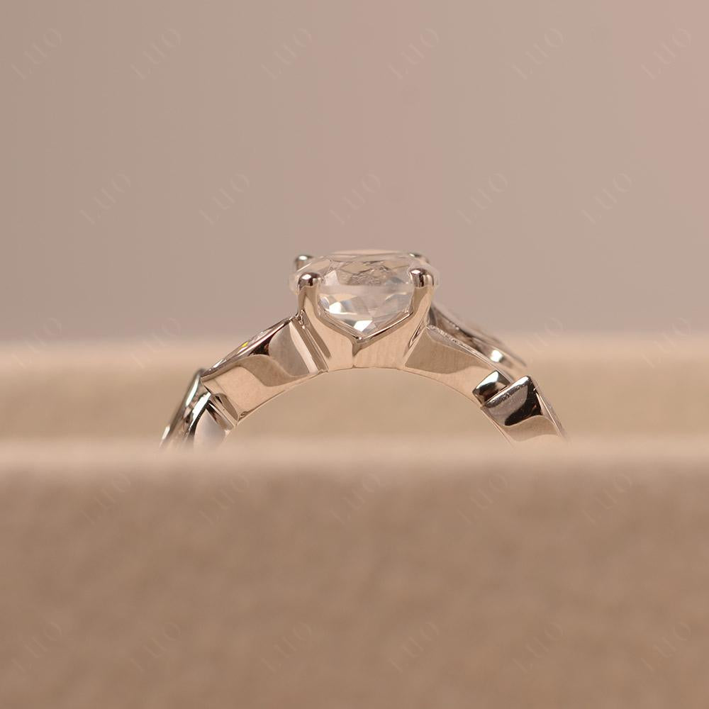 White Topaz Twisted Leaf Engagement Ring - LUO Jewelry