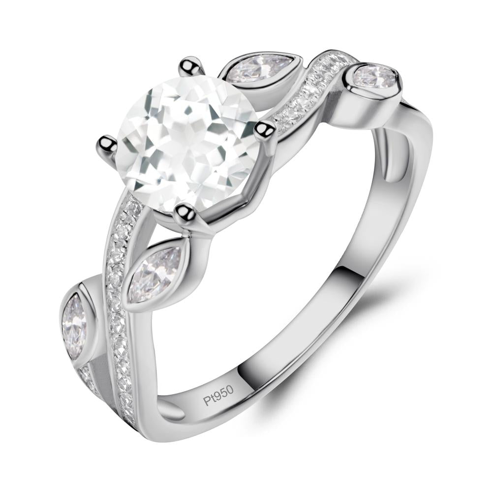 White Topaz Twisted Leaf Engagement Ring - LUO Jewelry #metal_platinum