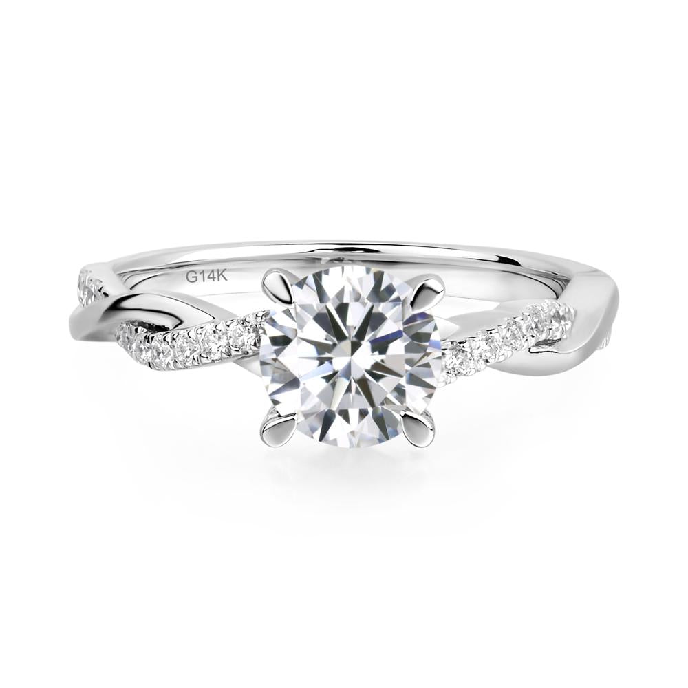 Cubic Zirconia Twisted Engagement Ring - LUO Jewelry #metal_14k white gold