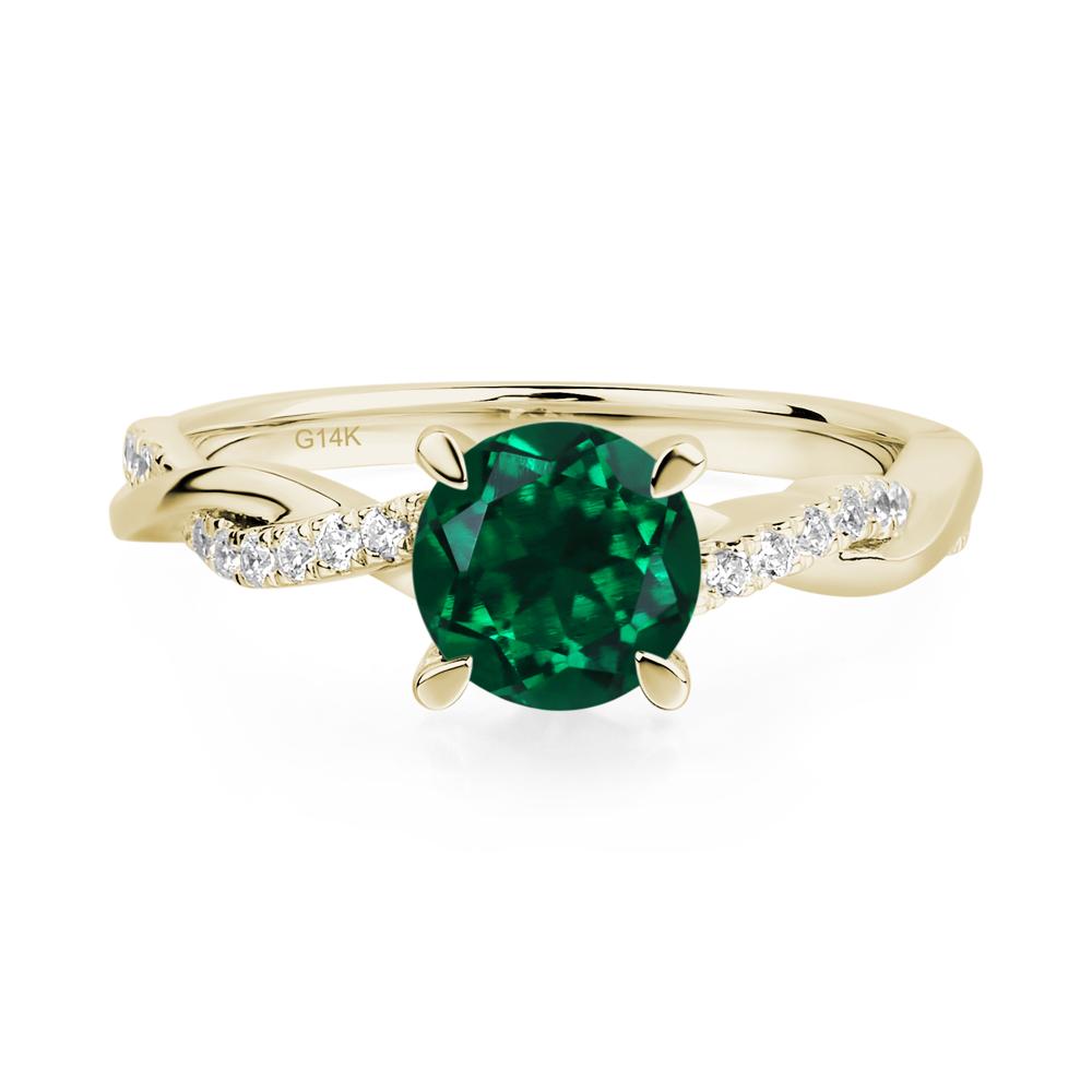 Emerald Twist Engagement Ring - LUO Jewelry #metal_14k yellow gold