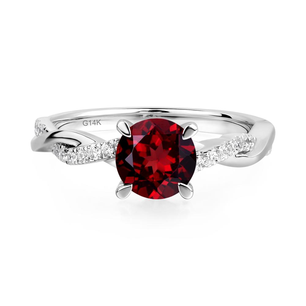 Garnet Twist Ring - LUO Jewelry #metal_14k white gold