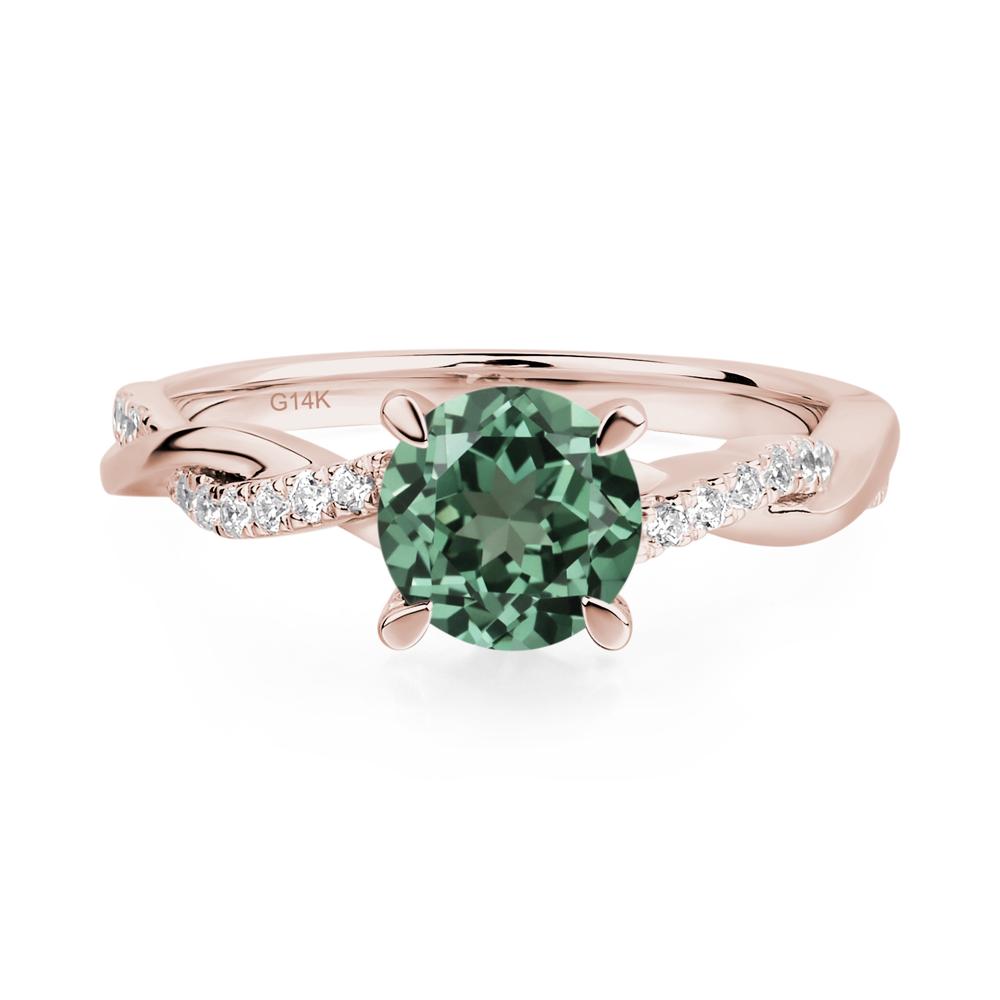 Green Sapphire Twist Engagement Ring - LUO Jewelry #metal_14k rose gold