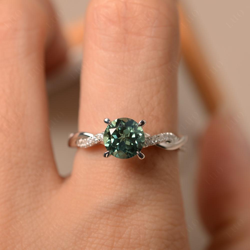 Green Sapphire Twist Engagement Ring - LUO Jewelry