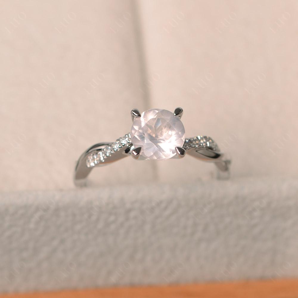 Rose Quartz Twist Engagement Ring - LUO Jewelry