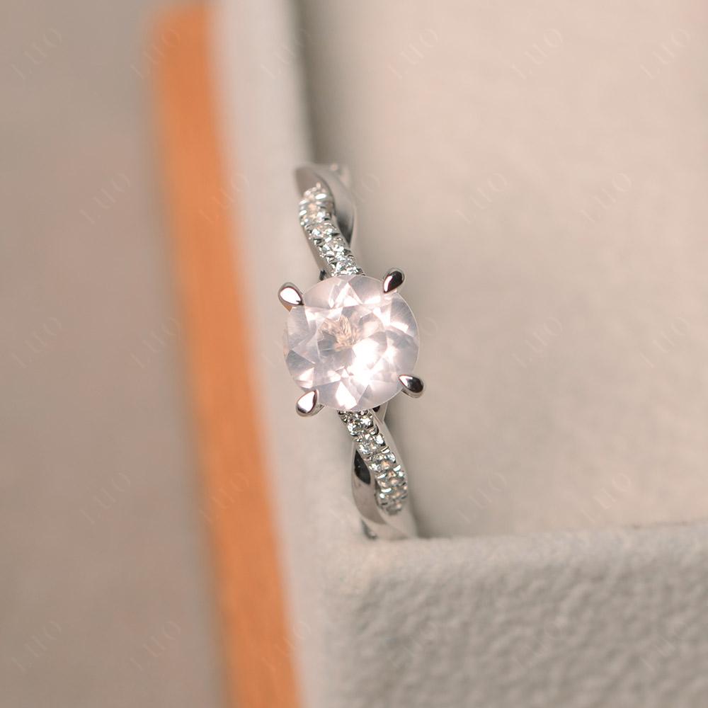 Rose Quartz Twist Engagement Ring - LUO Jewelry