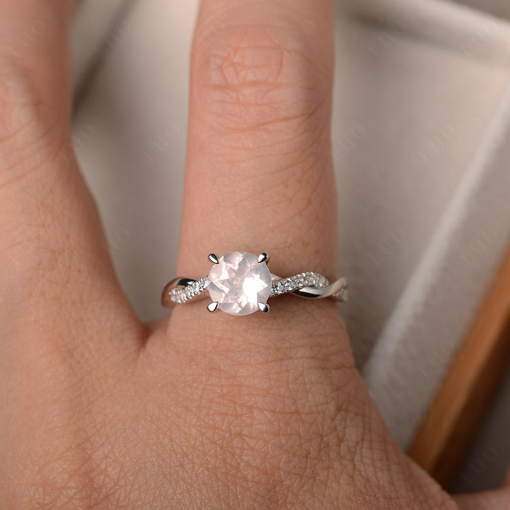 Rose Quartz Twist Engagement Ring - LUO Jewelry