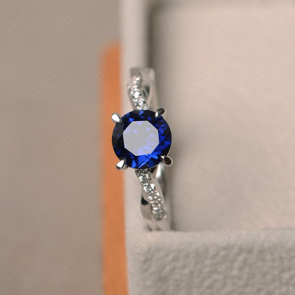 Sapphire Twisted Engagement Ring - LUO Jewelry
