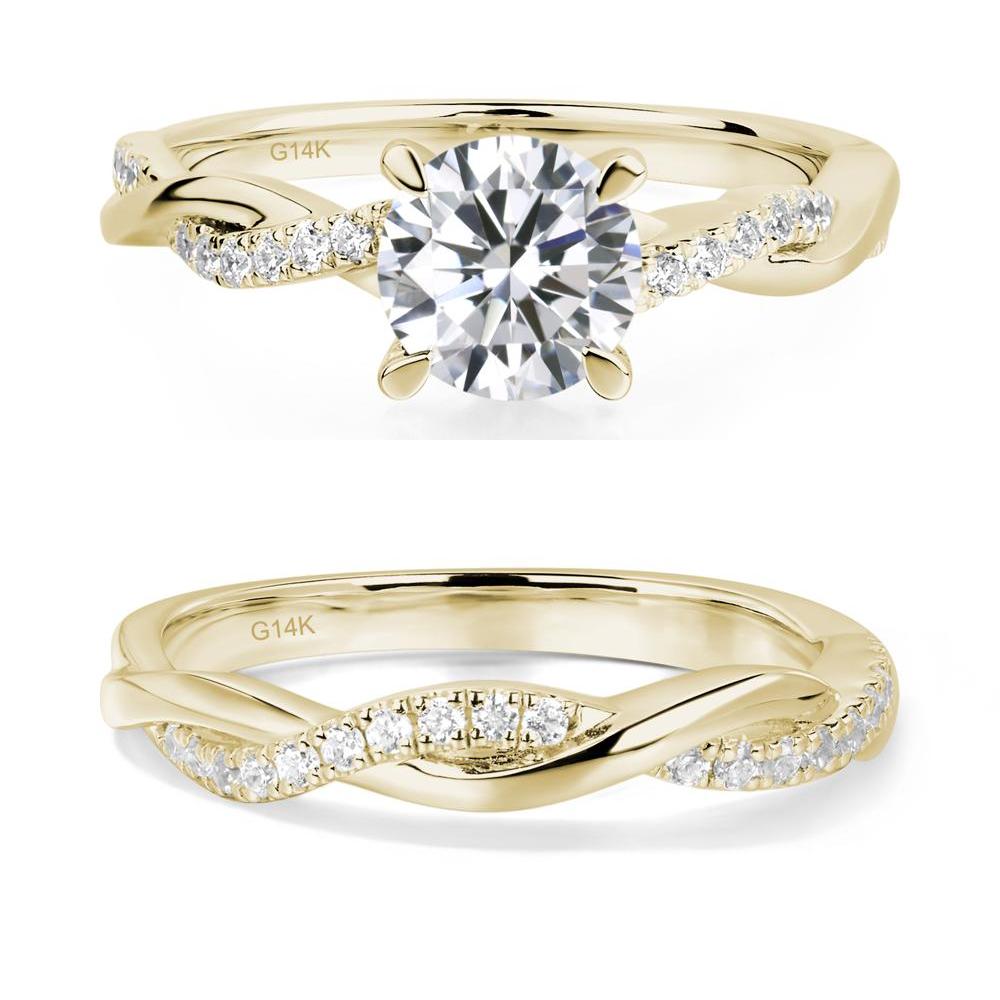 Cubic Zirconia Twisted Engagement Ring - LUO Jewelry #metal_14k yellow gold