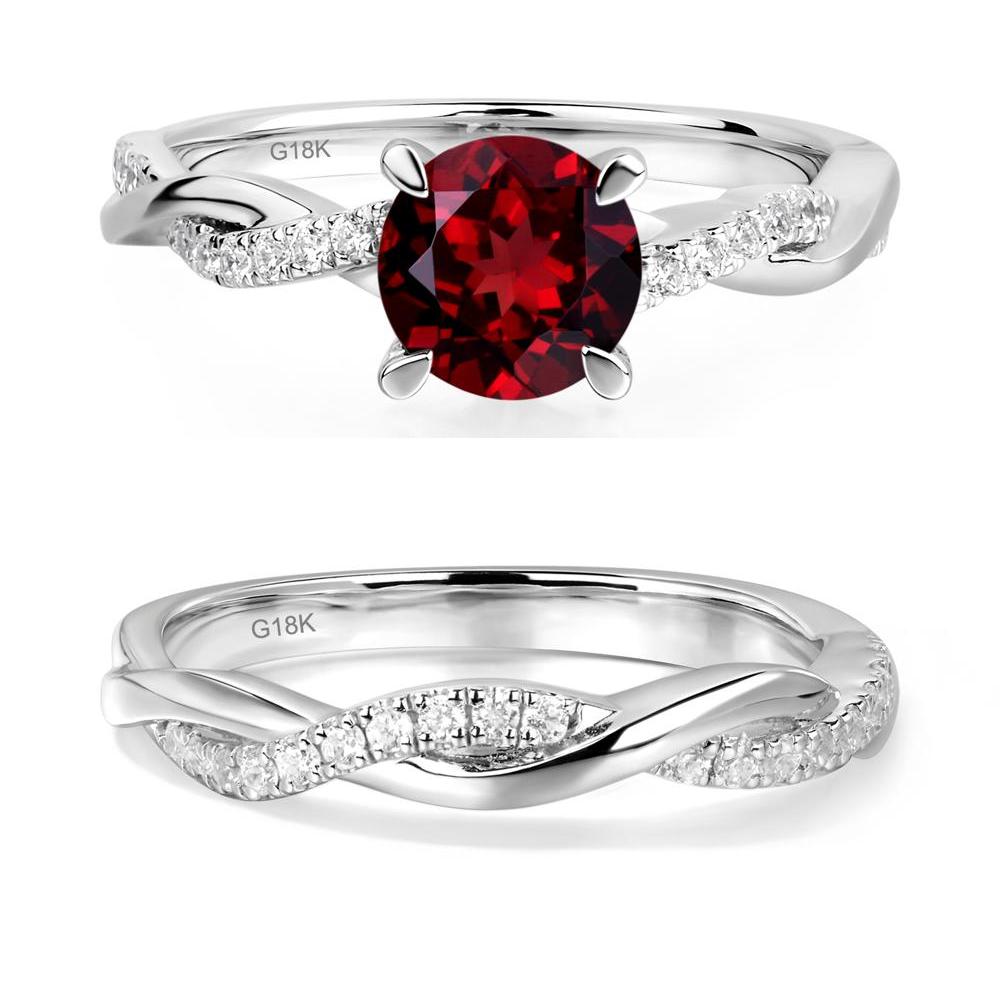 Garnet Twist Ring - LUO Jewelry #metal_18k white gold