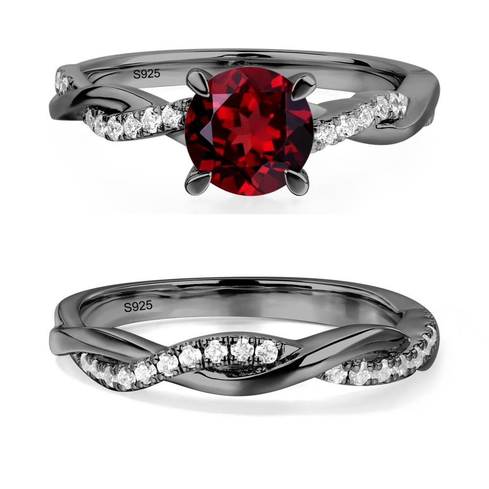 Garnet Twist Ring - LUO Jewelry #metal_black finish sterling silver