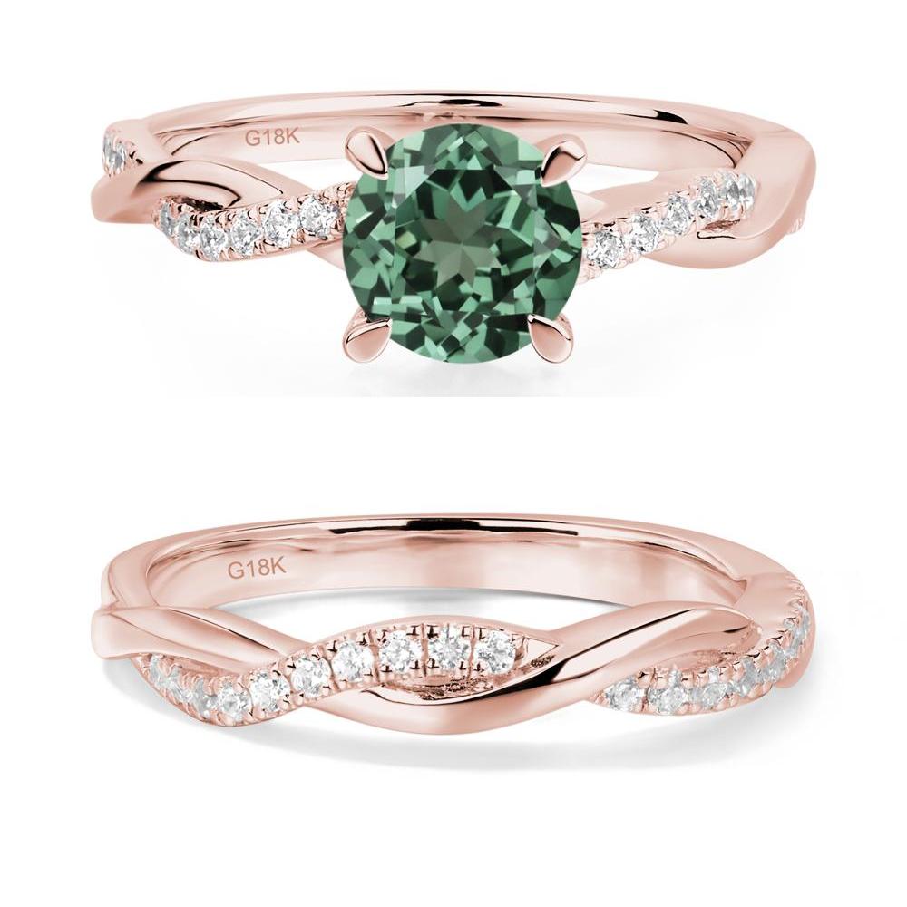 Green Sapphire Twist Engagement Ring - LUO Jewelry #metal_18k rose gold