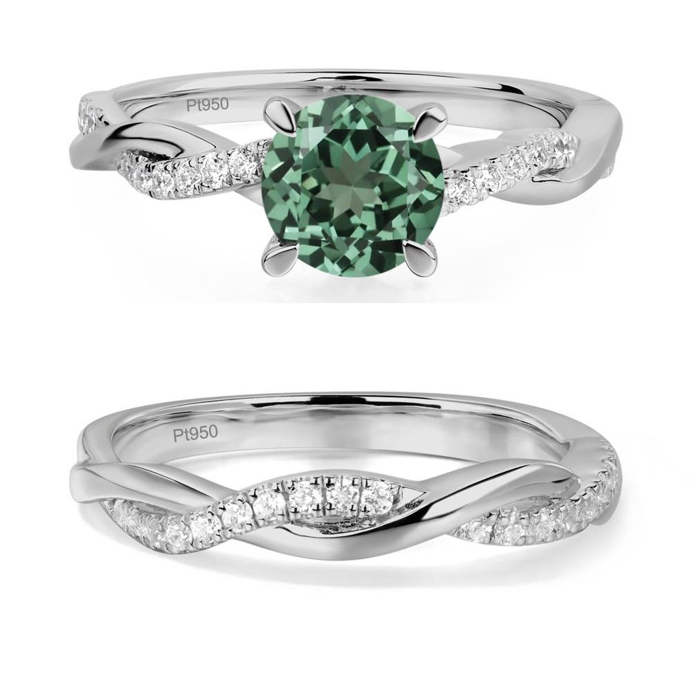 Green Sapphire Twist Engagement Ring - LUO Jewelry #metal_platinum