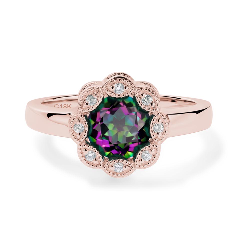 Vintage Mystic Topaz Ring Halo Flower Ring - LUO Jewelry #metal_18k rose gold