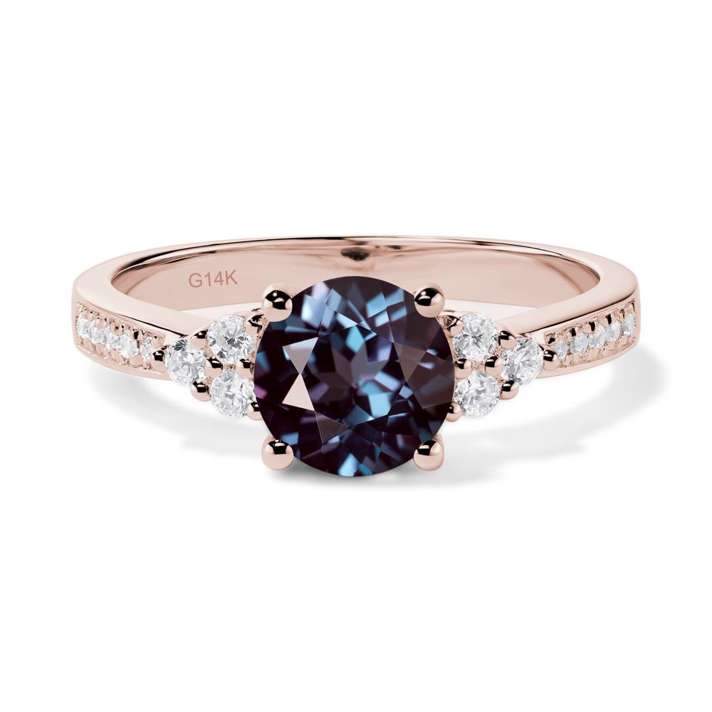 Round Cut Alexandrite Engagement Ring - LUO Jewelry #metal_14k rose gold