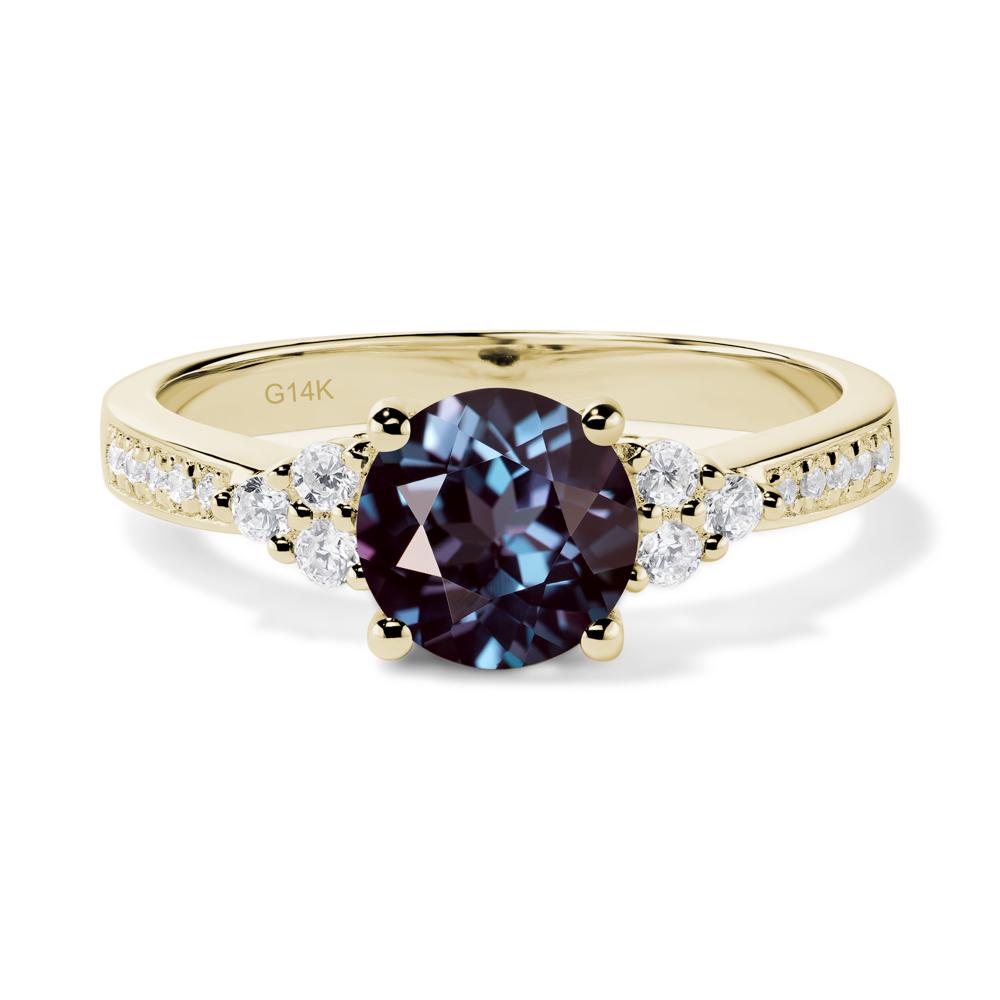 Round Cut Alexandrite Engagement Ring - LUO Jewelry #metal_14k yellow gold