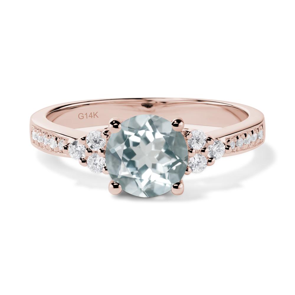Round Cut Aquamarine Engagement Ring - LUO Jewelry #metal_14k rose gold