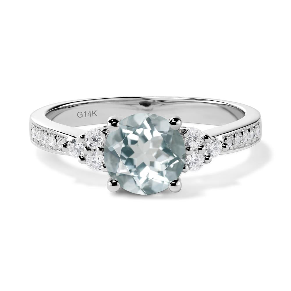 Round Cut Aquamarine Engagement Ring - LUO Jewelry #metal_14k white gold