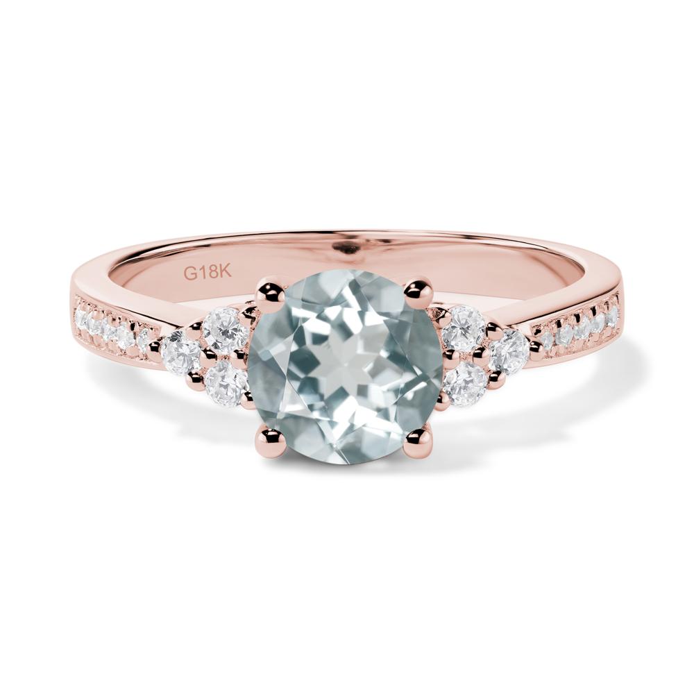 Round Cut Aquamarine Engagement Ring - LUO Jewelry #metal_18k rose gold