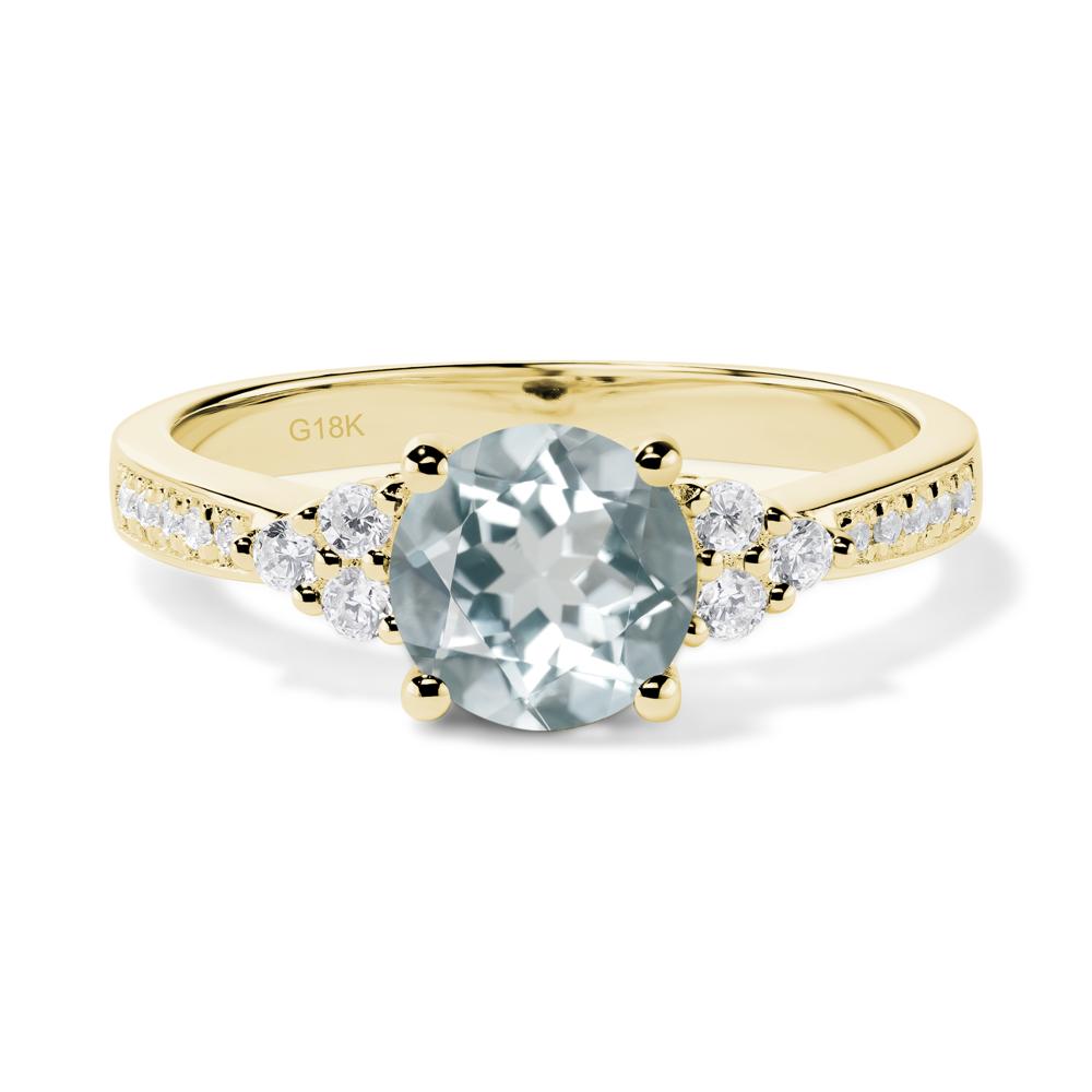Round Cut Aquamarine Engagement Ring - LUO Jewelry #metal_18k yellow gold