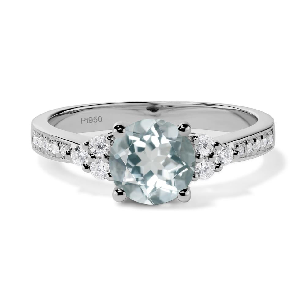Round Cut Aquamarine Engagement Ring - LUO Jewelry #metal_platinum
