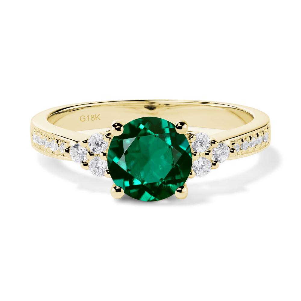Round Cut Emerald Engagement Ring - LUO Jewelry #metal_18k yellow gold