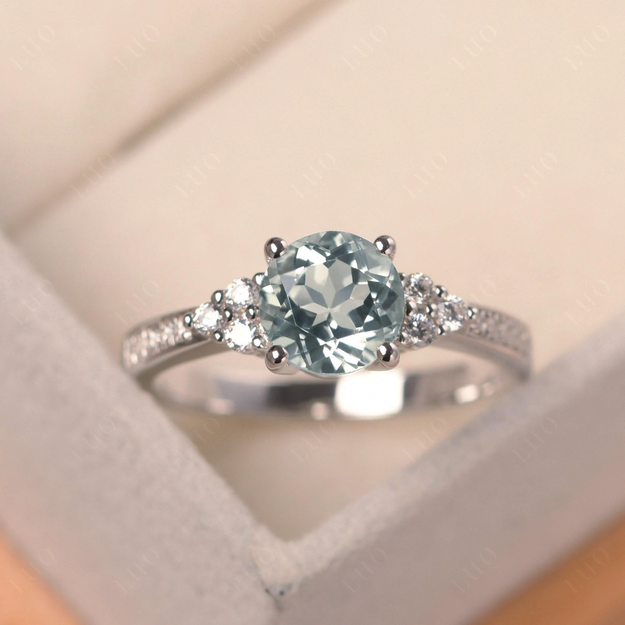 Round Cut Green Amethyst Engagement Ring - LUO Jewelry